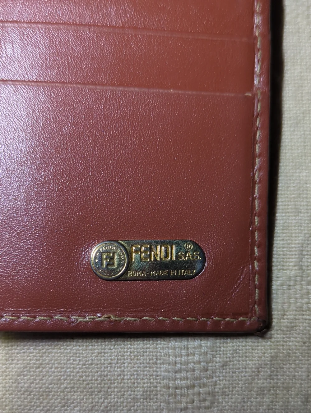 Authentic VINTAGE Fendi Brown / Beige Striped Bi-Fold Men's Wallet NOW ONLY $200